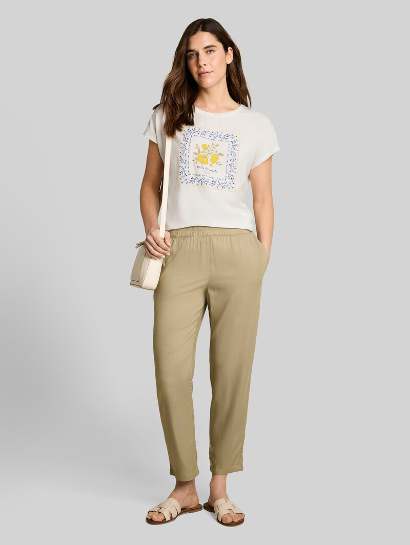 Tom Tailor T-Shirt im Material-Mix - Whisper White