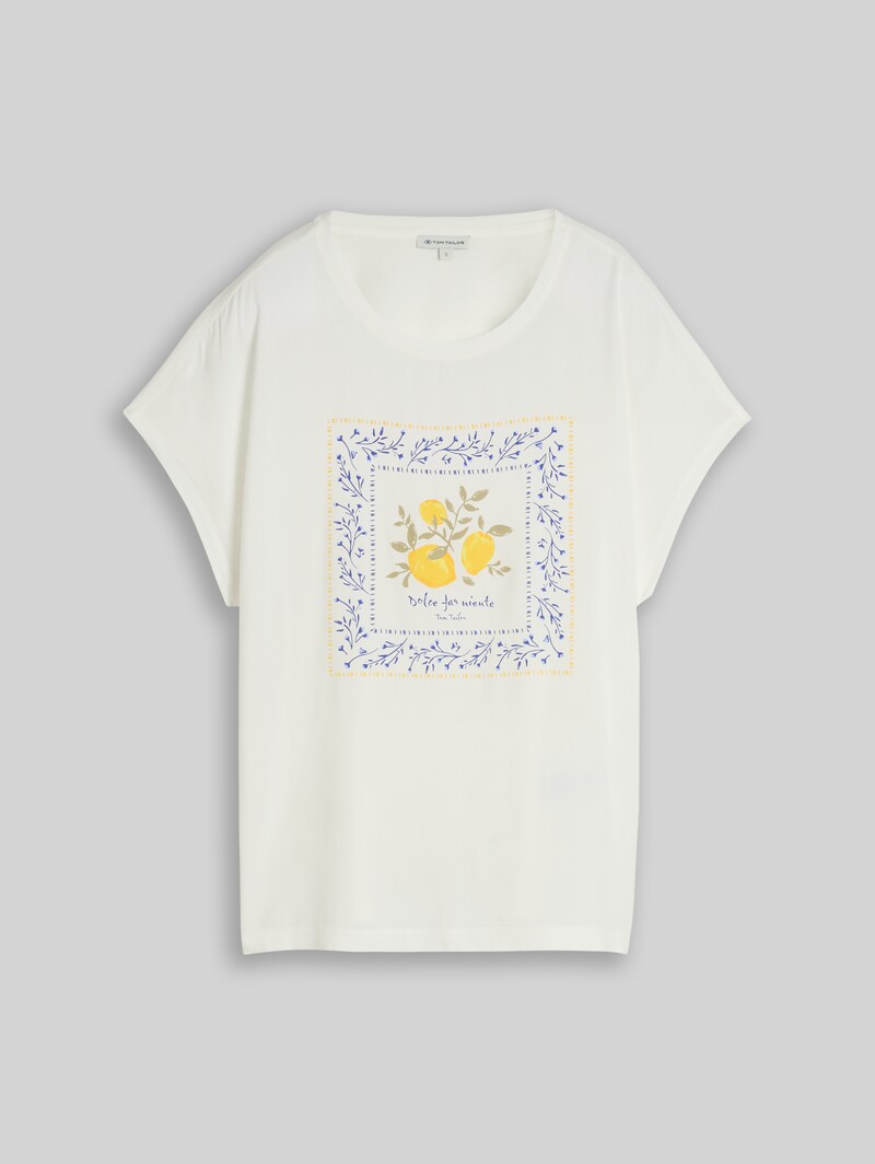 Tom Tailor T-Shirt im Material-Mix - Whisper White
