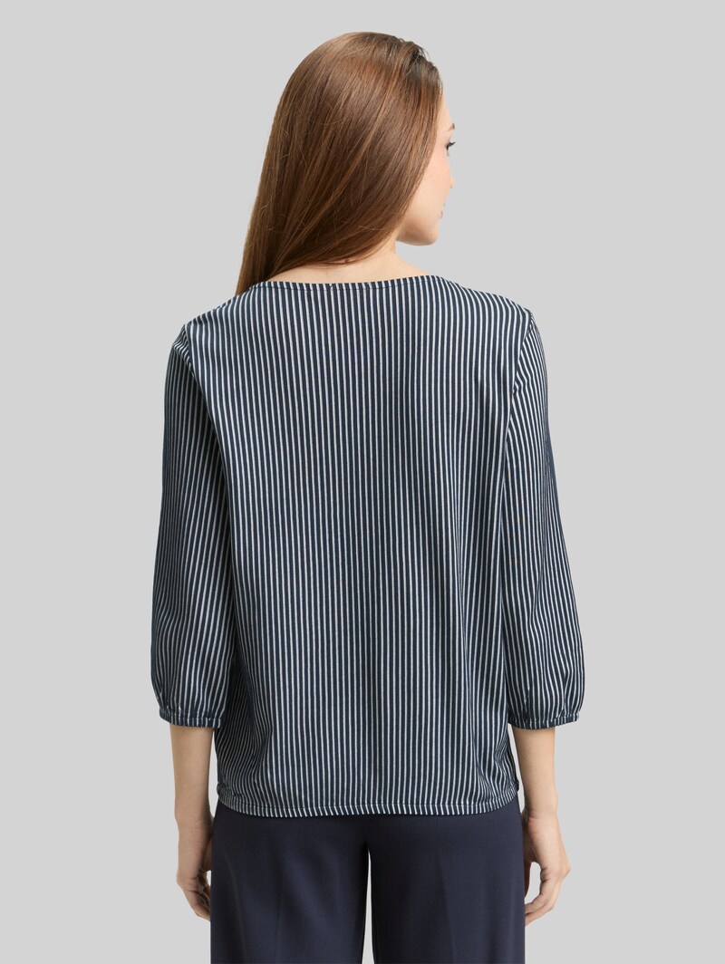 Tom Tailor Blusenshirt mit Streifenmuster - Navy Blue White Thin Stripe