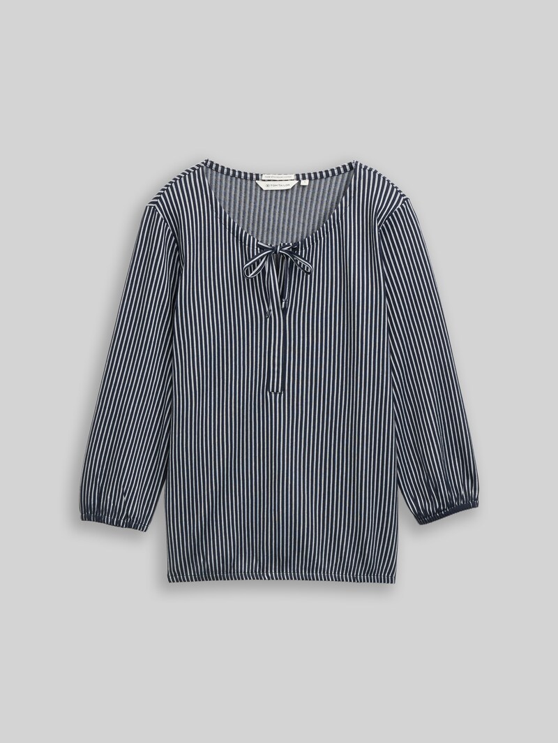 Tom Tailor Blusenshirt mit Streifenmuster - Navy Blue White Thin Stripe
