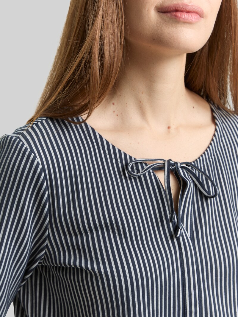 Tom Tailor Blusenshirt mit Streifenmuster - Navy Blue White Thin Stripe