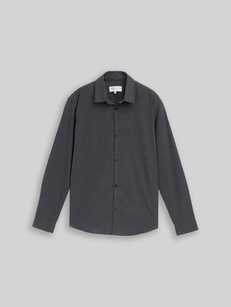 Tom Tailor Basic Fit Hemd aus Baumwolle - Black Grey Chambray