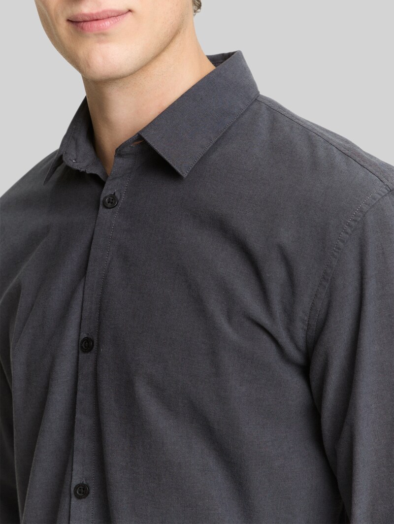 Tom Tailor Basic Fit Hemd aus Baumwolle - Black Grey Chambray