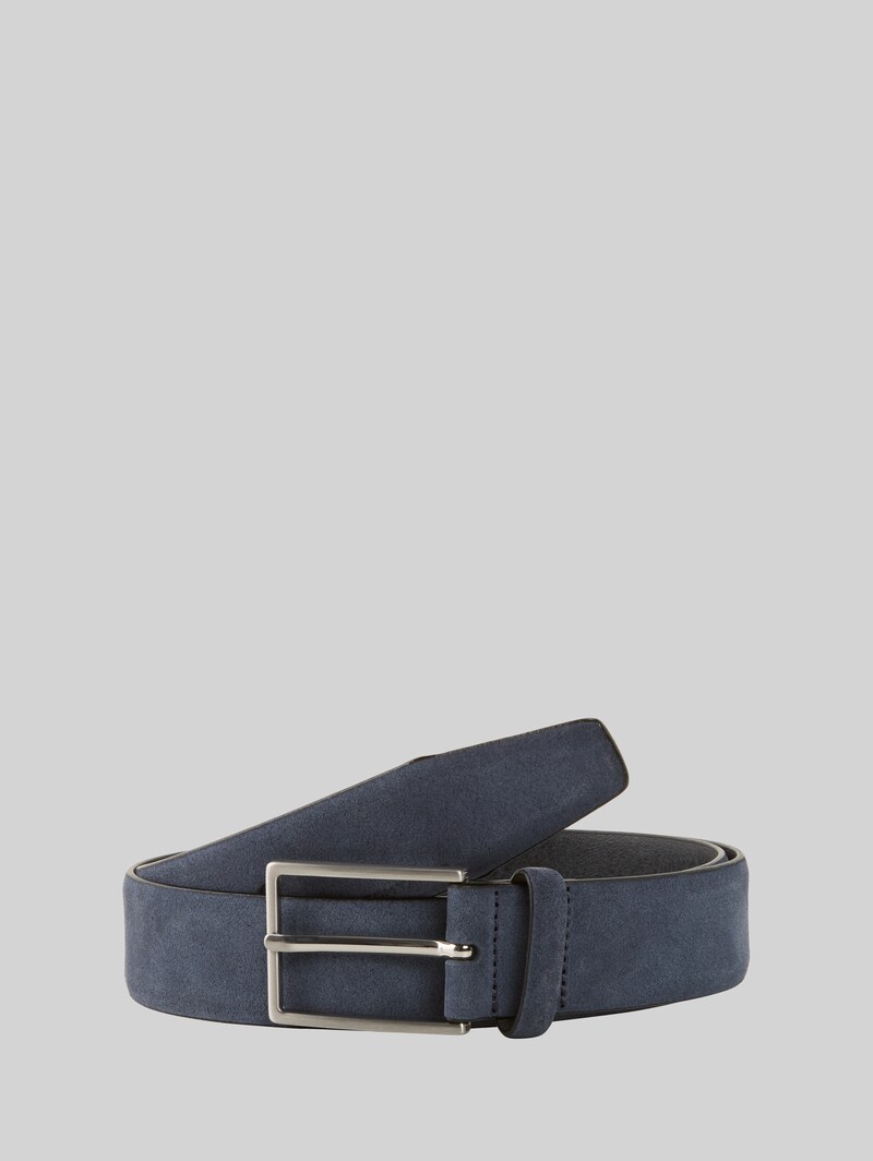 Tom Tailor TTLOGAN Velourledergürtel mit eckiger Dornschließe - Navy Uni