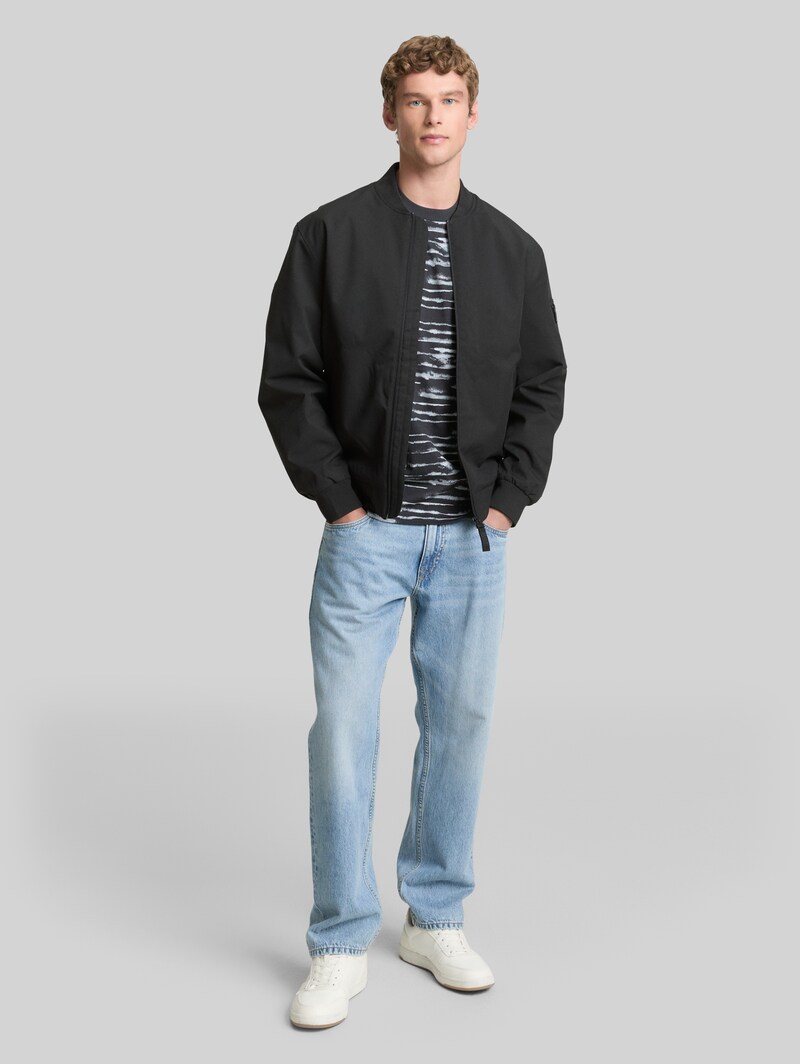 Tom Tailor Relaxed Fit T-Shirt mit Muster - Black White Watery Stripe