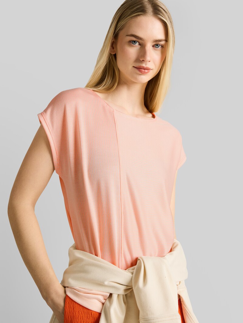 Tom Tailor Loose Fit T-Shirt mit Streifenmuster - Small Apricot White Stripe