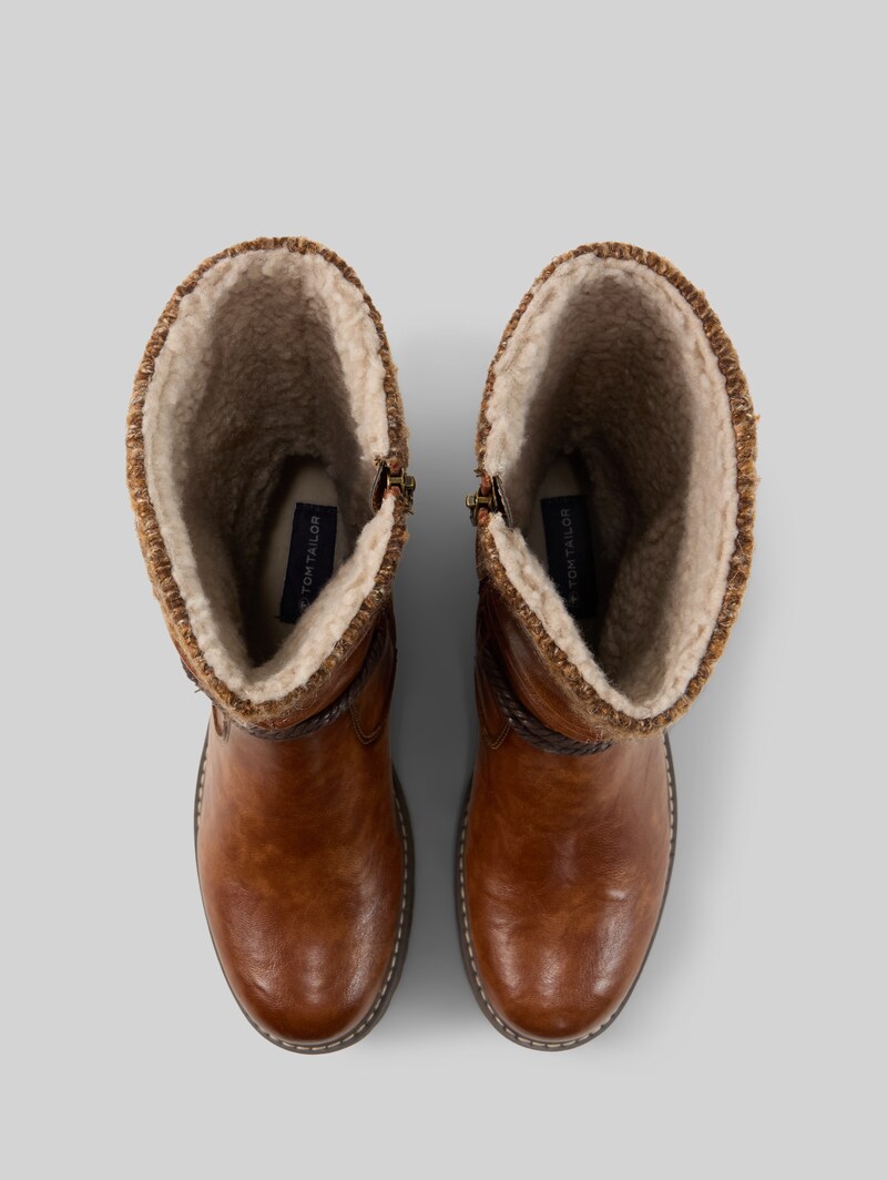 Tom Tailor Wasserfeste Stiefel mit Strick-Einsatz - Cognac