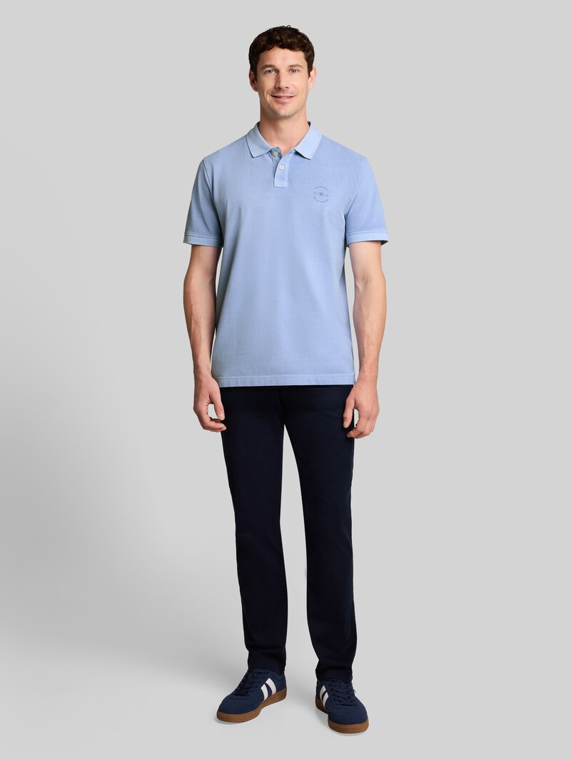 Tom Tailor Piqué Poloshirt mit Logo-Print - Pale Blue
