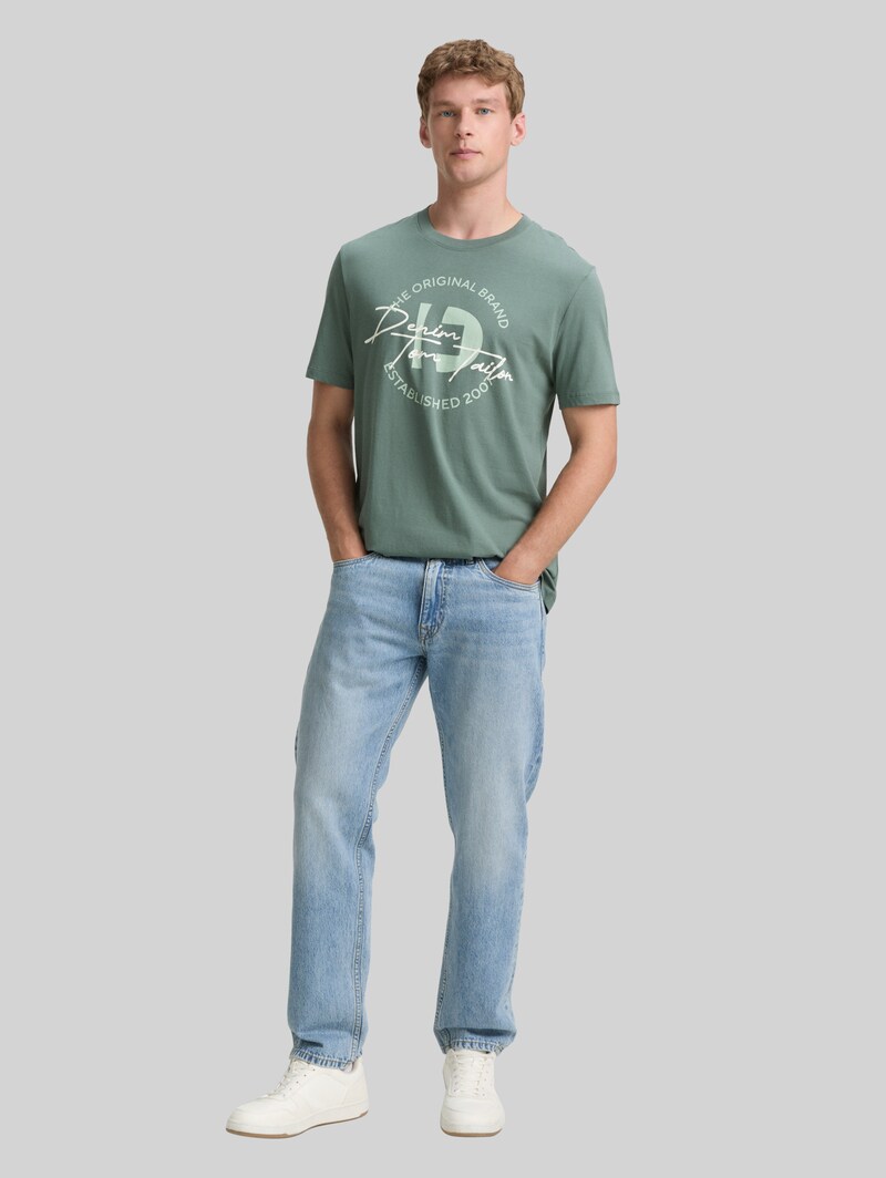 Tom Tailor T-Shirt mit Print im 3er-Pack - Washed Jasper Green