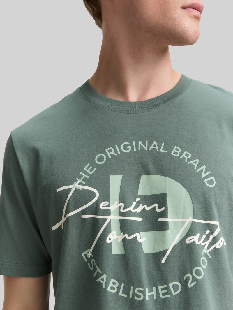 Tom Tailor T-Shirt mit Print im 3er-Pack - Washed Jasper Green