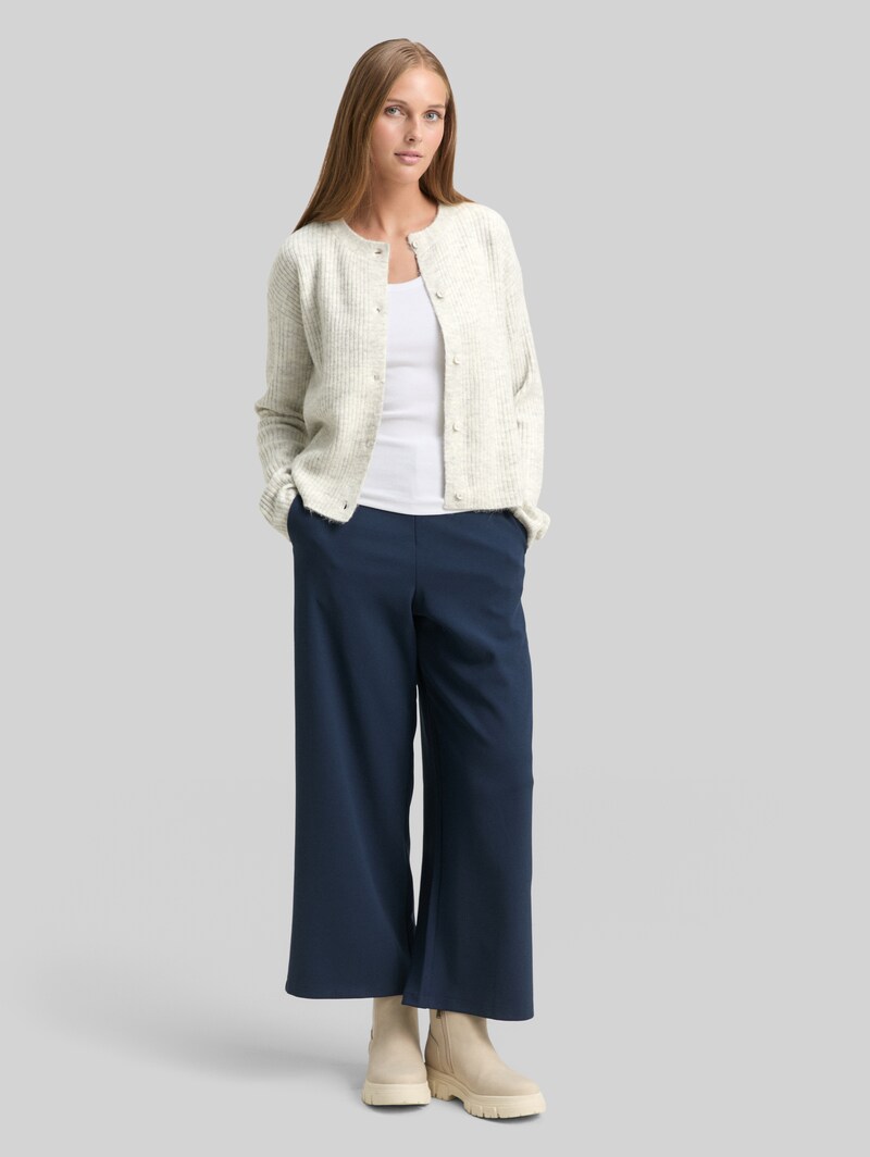 Tom Tailor Cosy Cardigan mit Rundhalsausschnitt - Marble Beige Melange