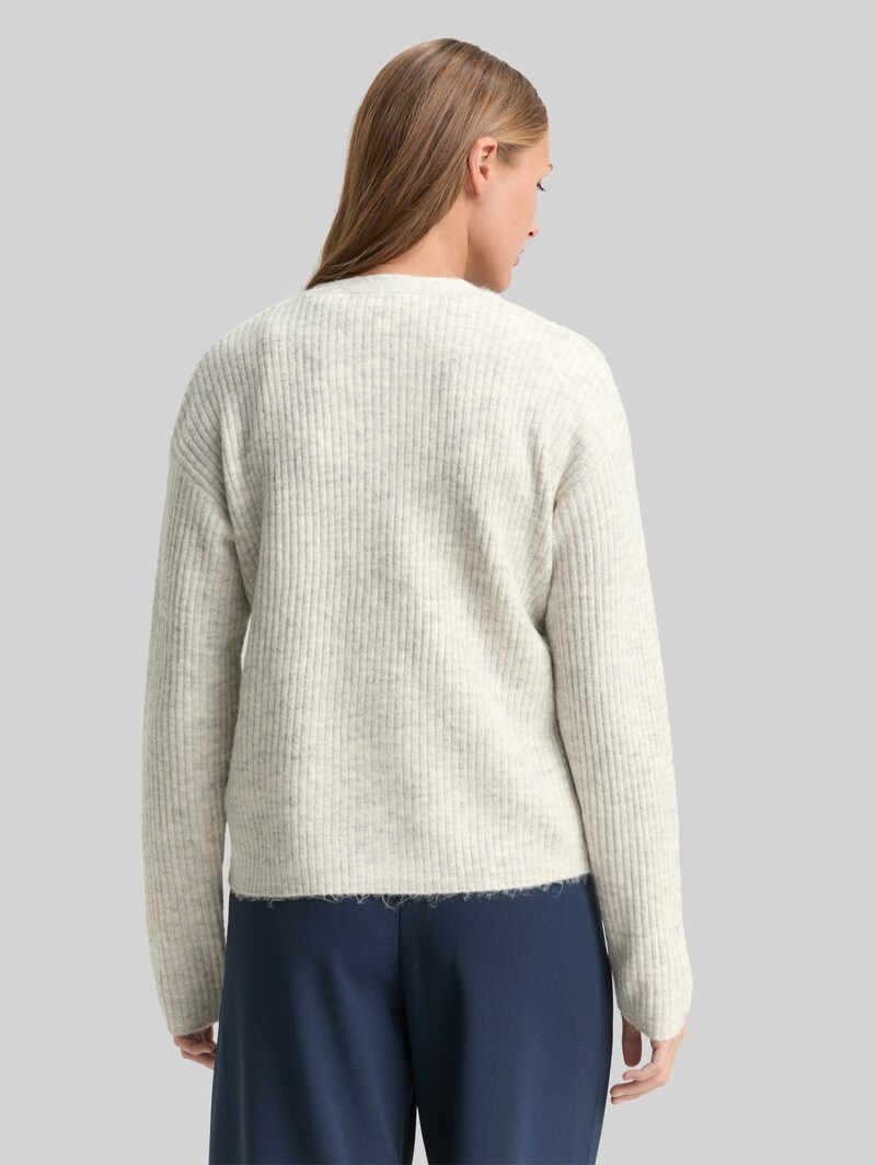 Tom Tailor Cosy Cardigan mit Rundhalsausschnitt - Marble Beige Melange