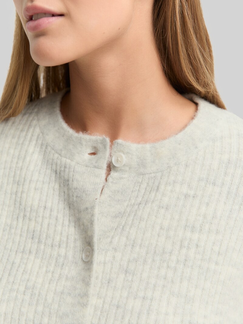 Tom Tailor Cosy Cardigan mit Rundhalsausschnitt - Marble Beige Melange