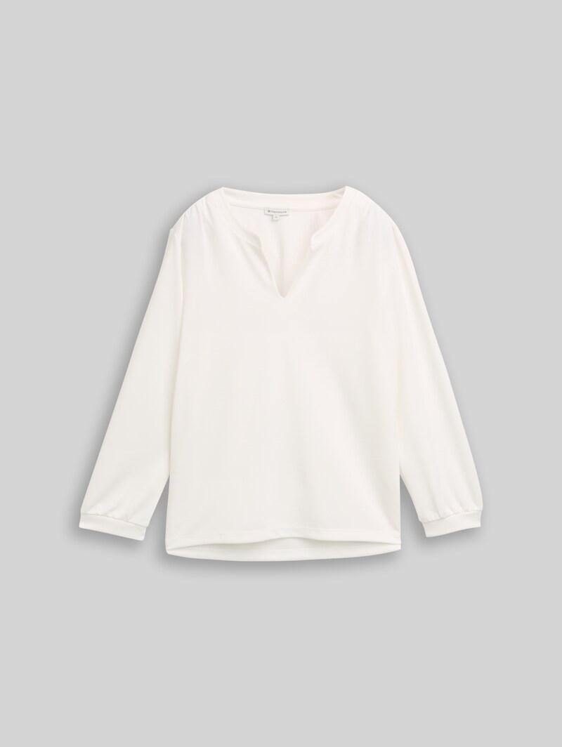 Tom Tailor Langarmshirt mit Raffungen - Whisper White