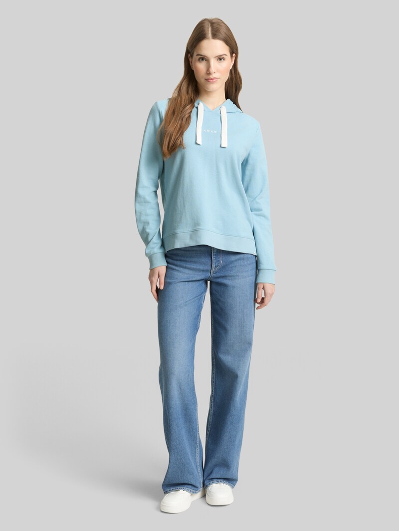 Tom Tailor Hoodie Sweatshirt mit Stickerei - Calm Cloud Blue