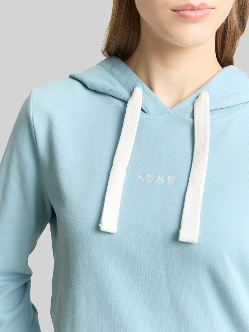 Tom Tailor Hoodie Sweatshirt mit Stickerei - Calm Cloud Blue