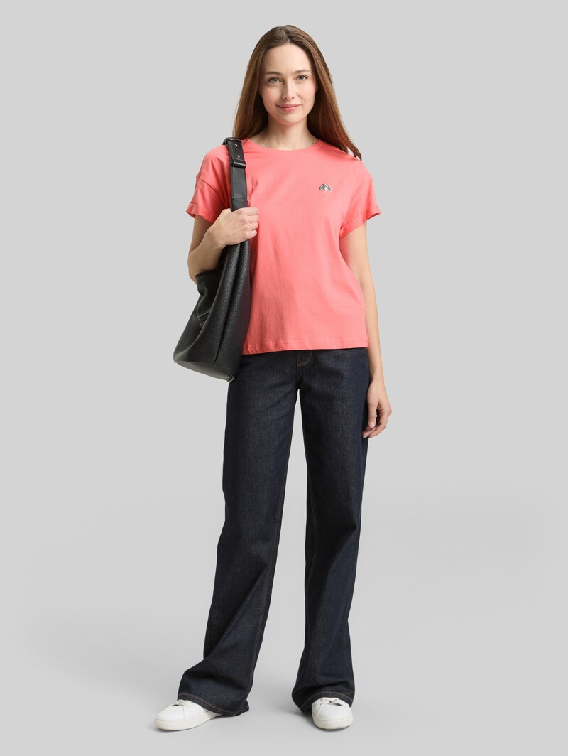 Tom Tailor T-Shirt mit Stickerei - Soft Coral Pink
