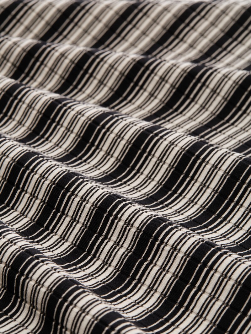 Tom Tailor Fitted Mini-Kleid mit Streifenmuster - Black White Gradient Stripe
