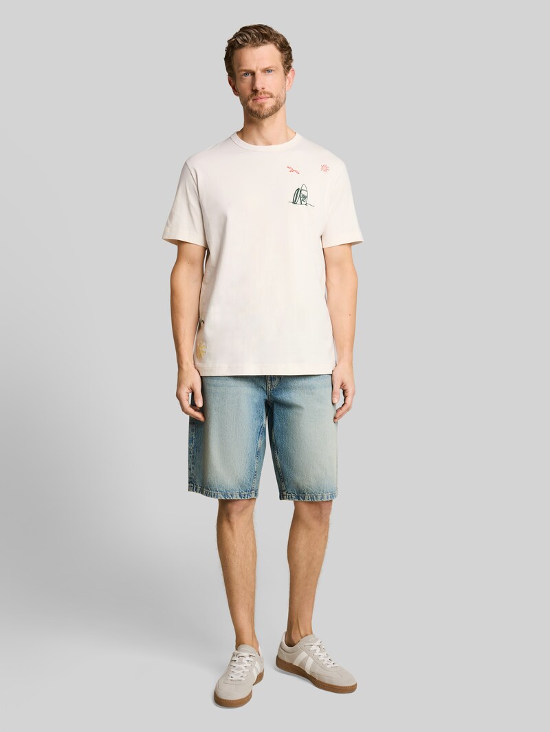Tom Tailor T-Shirt mit Stickereien - Gardenia White