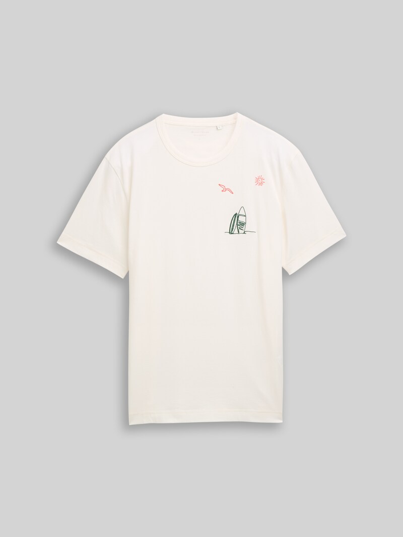 Tom Tailor T-Shirt mit Stickereien - Gardenia White