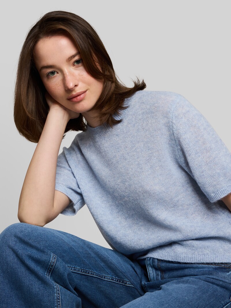 Tom Tailor Lightweight Strickpullover mit Alpaka-Anteil - Foggy Sky Blue Melange