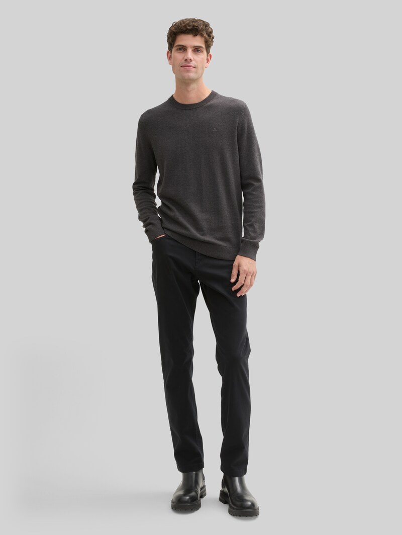 Tom Tailor Strickpullover aus Baumwolle - Black Grey Melange