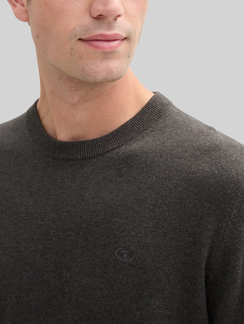 Tom Tailor Strickpullover aus Baumwolle - Black Grey Melange