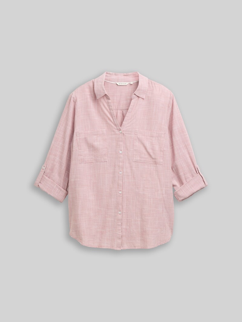Tom Tailor Plus Size - Bluse mit Brusttaschen - Wineberry Rose
