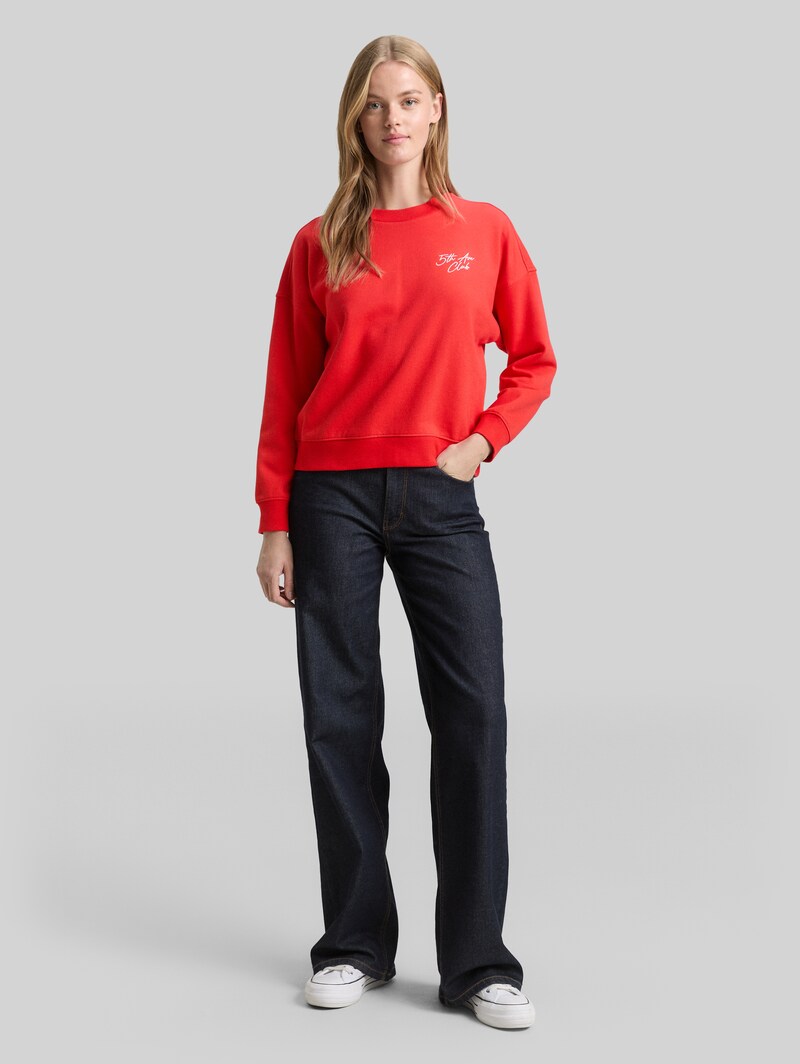 Tom Tailor Sweatshirt mit Glitzer-Stickerei - Brilliant Red
