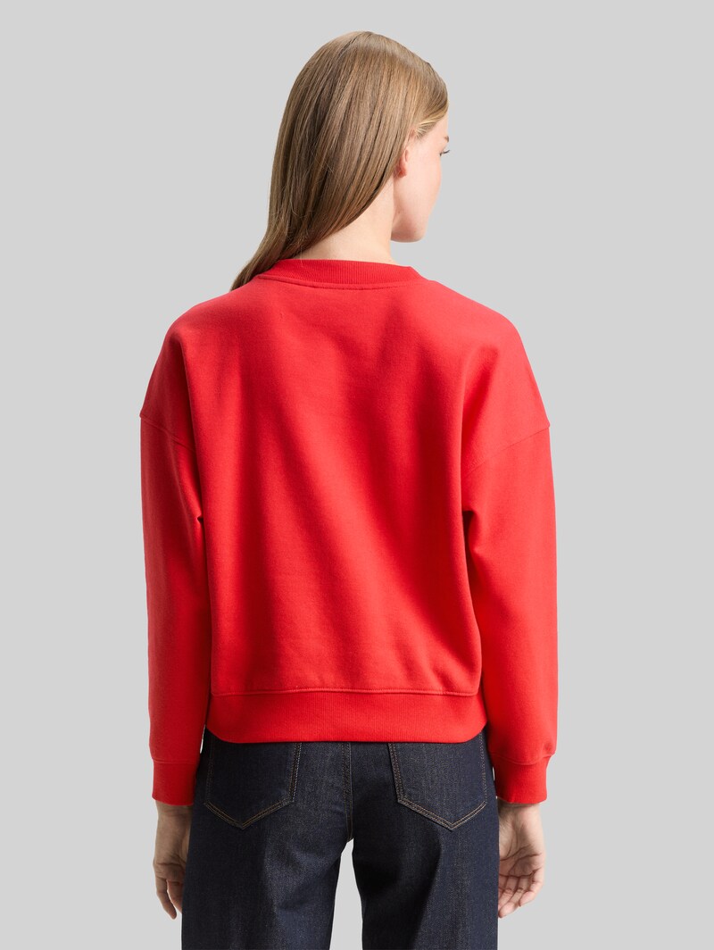 Tom Tailor Sweatshirt mit Glitzer-Stickerei - Brilliant Red