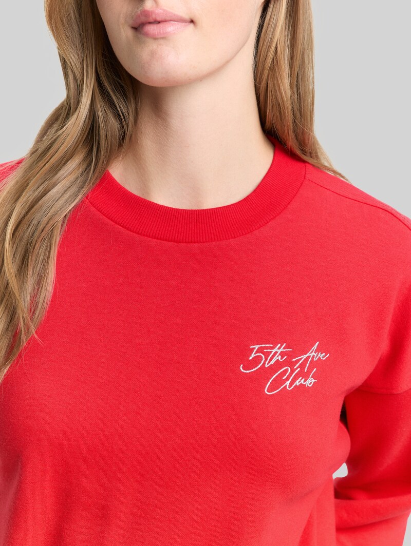 Tom Tailor Sweatshirt mit Glitzer-Stickerei - Brilliant Red
