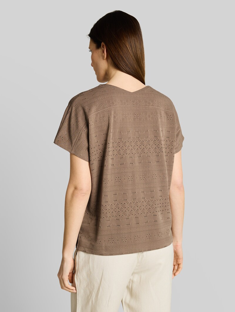Tom Tailor Loose Fit Ajour T-Shirt - Taupe Grey