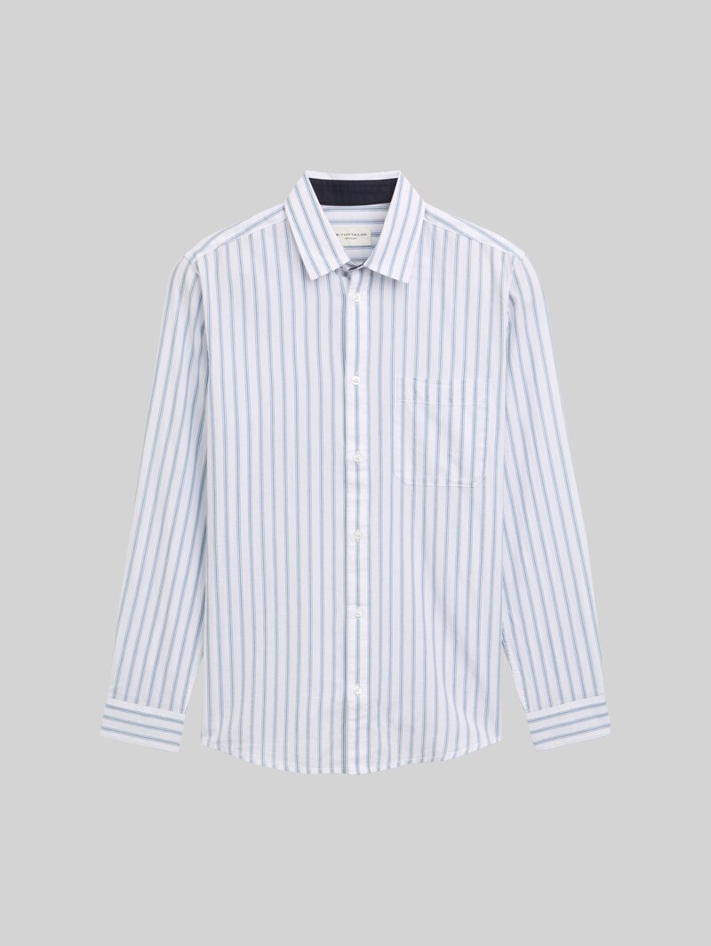 Tom Tailor Regular Fit Hemd mit Streifenmuster - White Blue Stripe