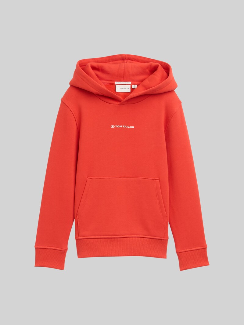Tom Tailor Hoodie Sweatshirt mit Logo-Print - Soft Red