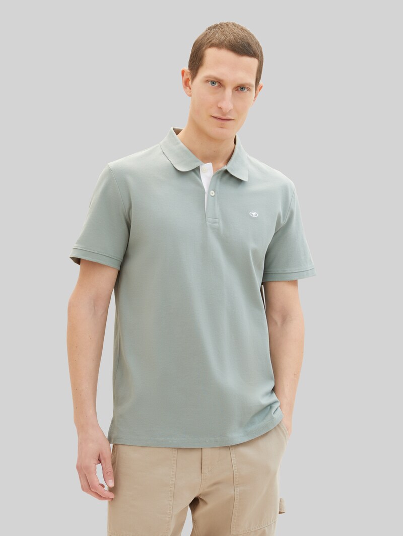 Tom Tailor Piqué Poloshirt mit Logo-Stickerei - Iced Grey Mint