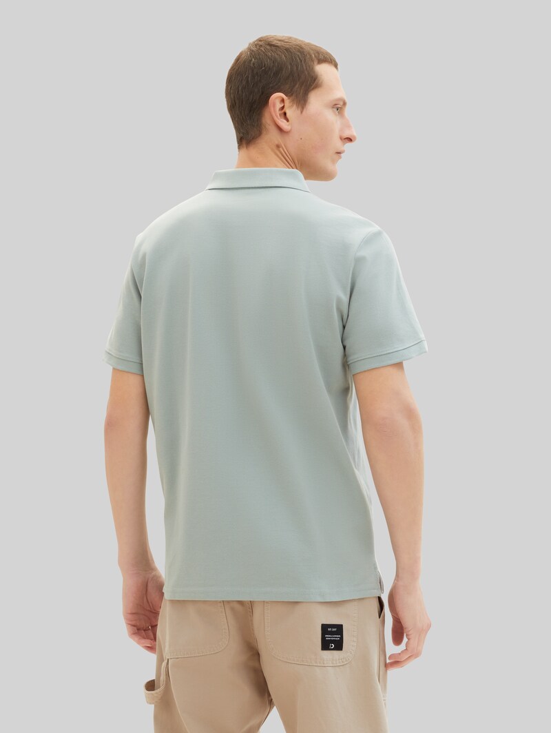 Tom Tailor Piqué Poloshirt mit Logo-Stickerei - Iced Grey Mint