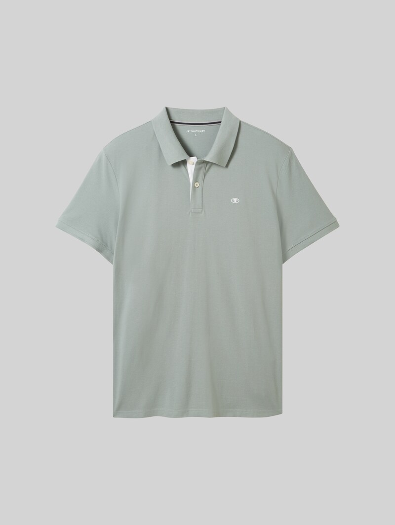 Tom Tailor Piqué Poloshirt mit Logo-Stickerei - Iced Grey Mint