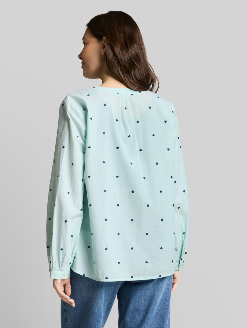 Tom Tailor Bluse mit Herz-Stickerei - Blue Haze Heart Design