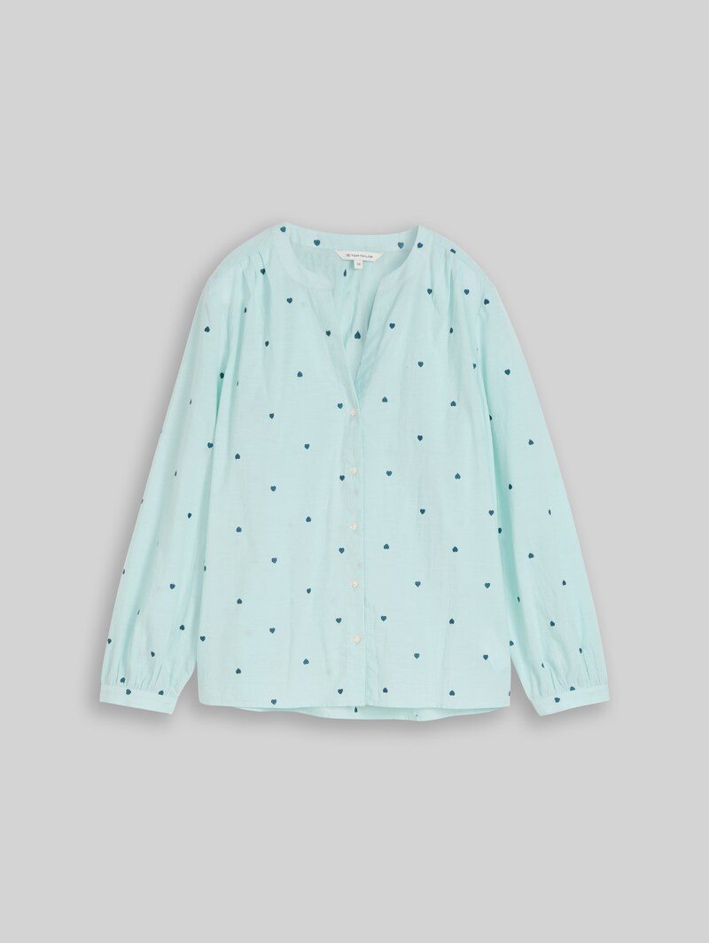 Tom Tailor Bluse mit Herz-Stickerei - Blue Haze Heart Design