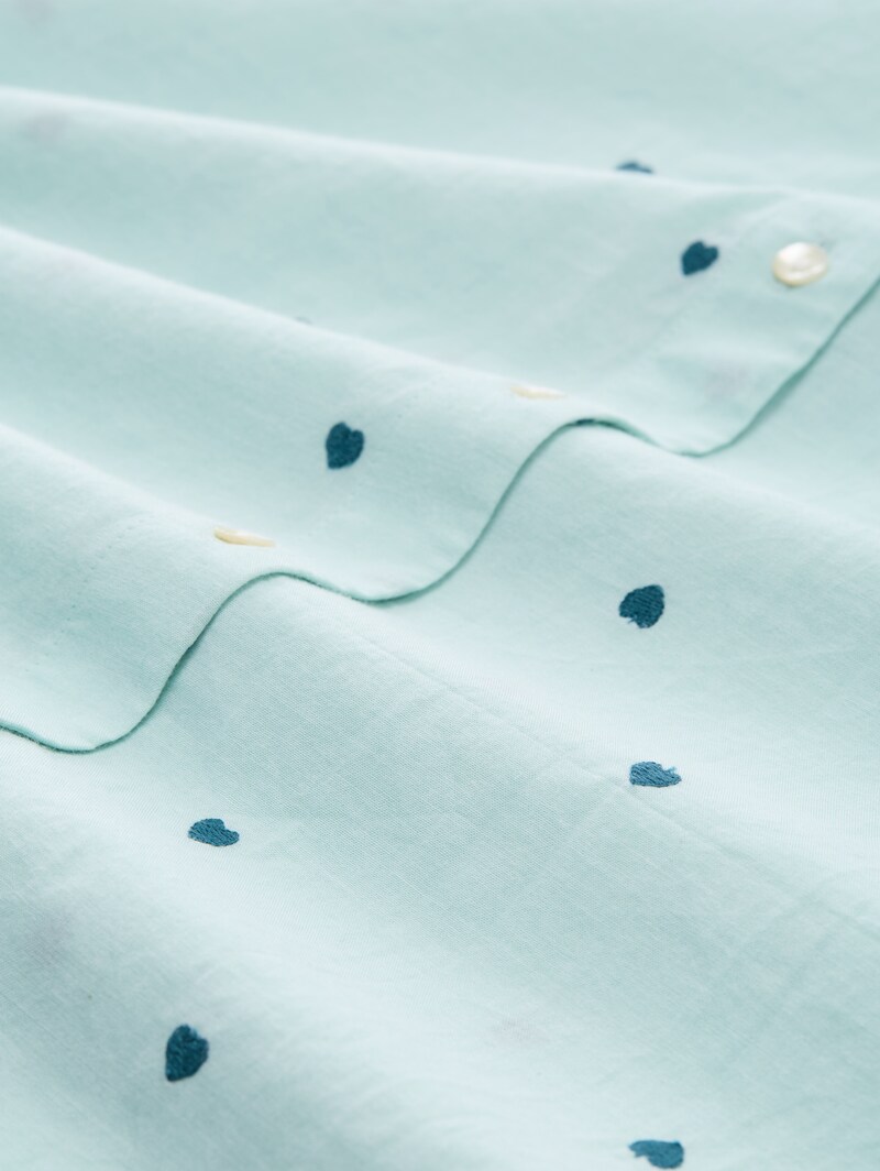 Tom Tailor Bluse mit Herz-Stickerei - Blue Haze Heart Design