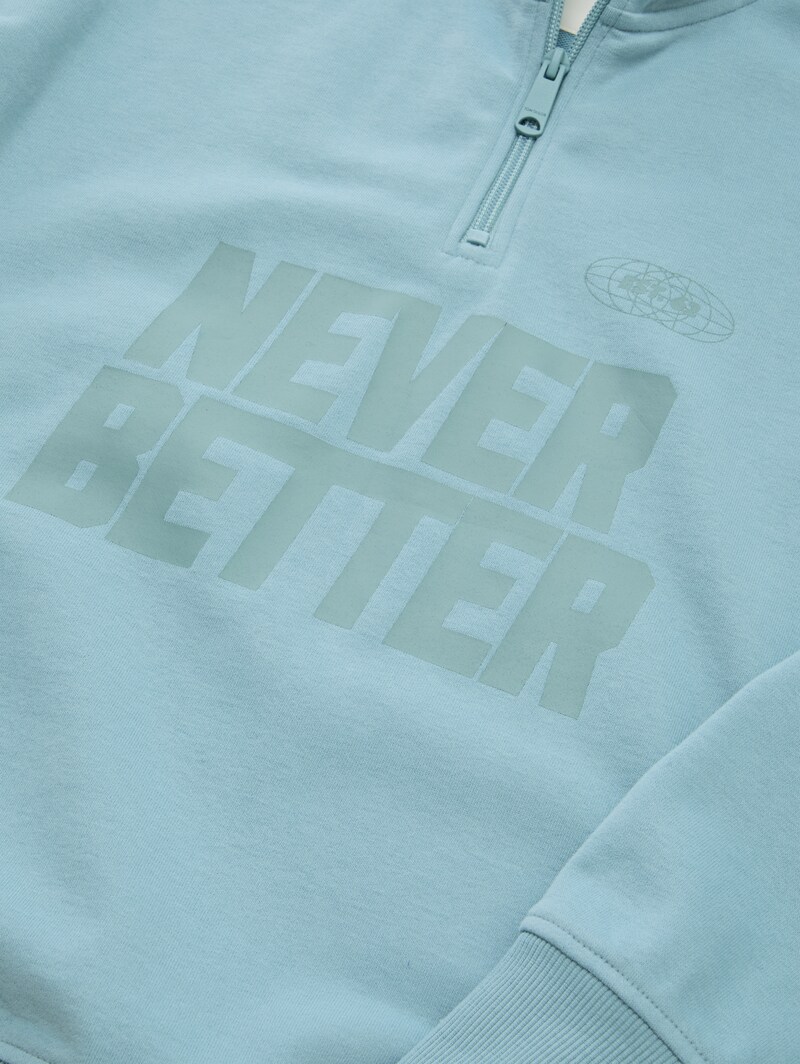 Tom Tailor Oversize Troyer Sweatshirt - Light Teal