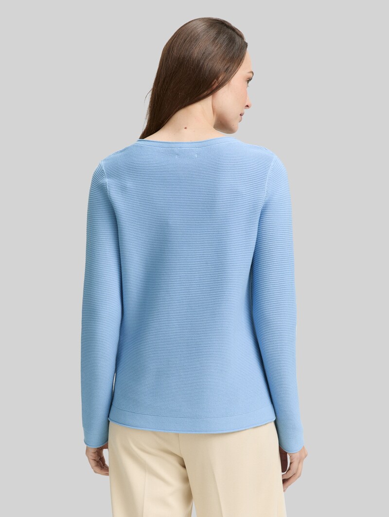 Tom Tailor Strickpullover aus Baumwolle - Light Fjord Blue