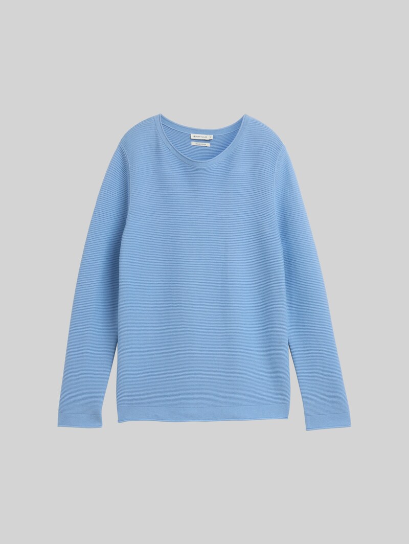 Tom Tailor Strickpullover aus Baumwolle - Light Fjord Blue
