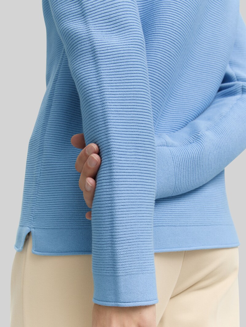 Tom Tailor Strickpullover aus Baumwolle - Light Fjord Blue