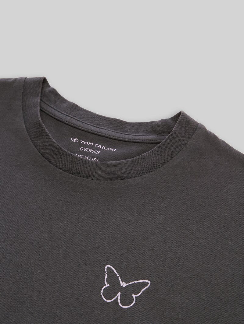 Tom Tailor Oversize T-Shirt mit Rückenprint - Coal Grey