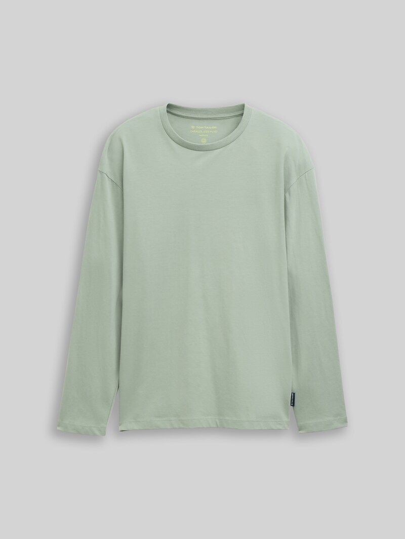 Tom Tailor Oversize Langarmshirt mit Print - Dusty Leave Green