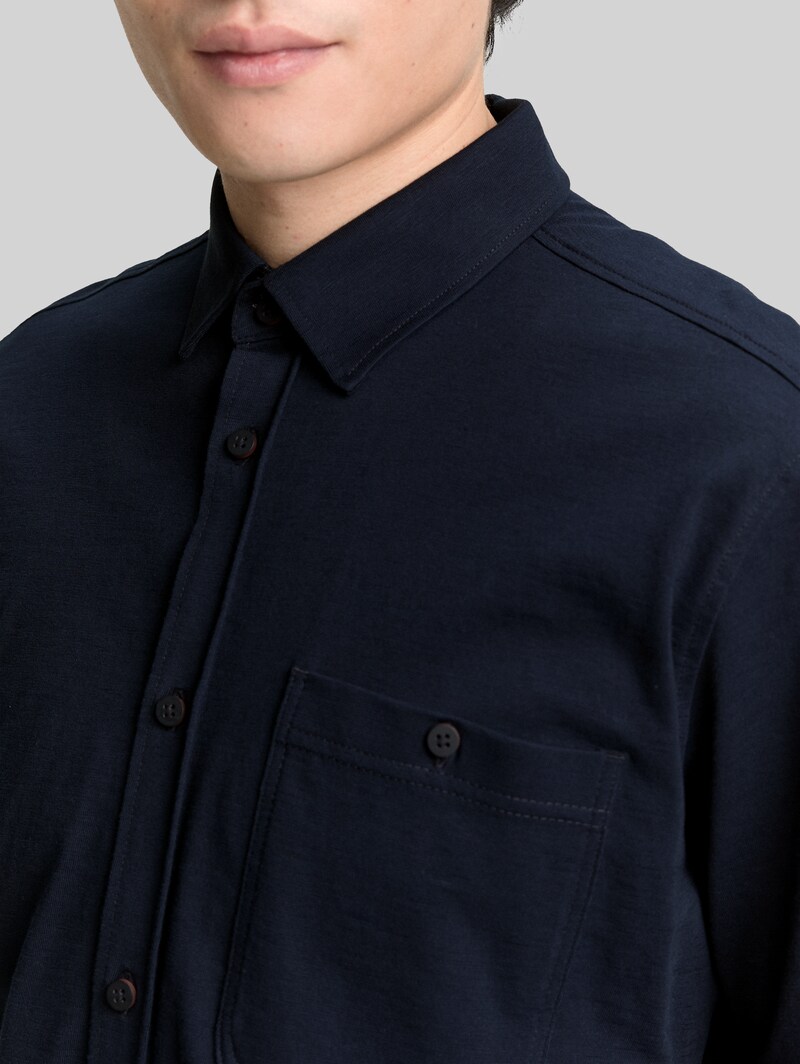 Tom Tailor Regular Fit Kurzarmhemd aus Baumwolle - Sky Captain Blue