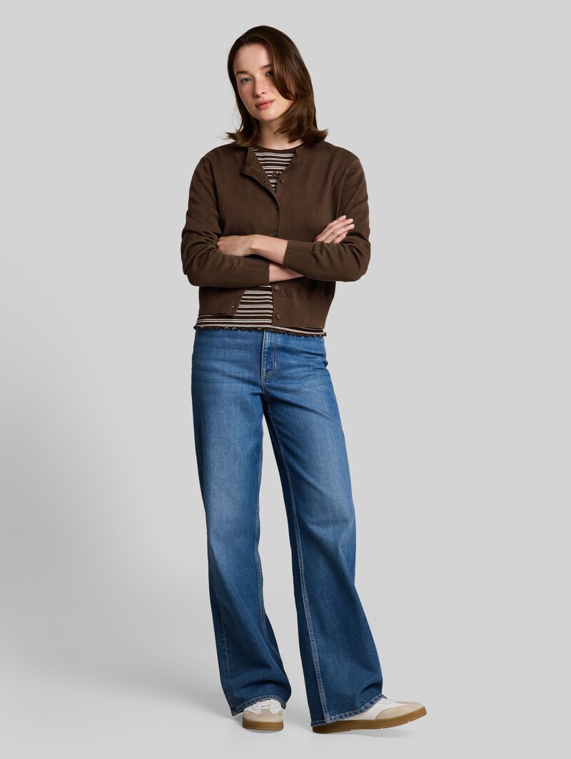Tom Tailor Cardigan mit Rundhalsausschnitt - Cool Dark Brown