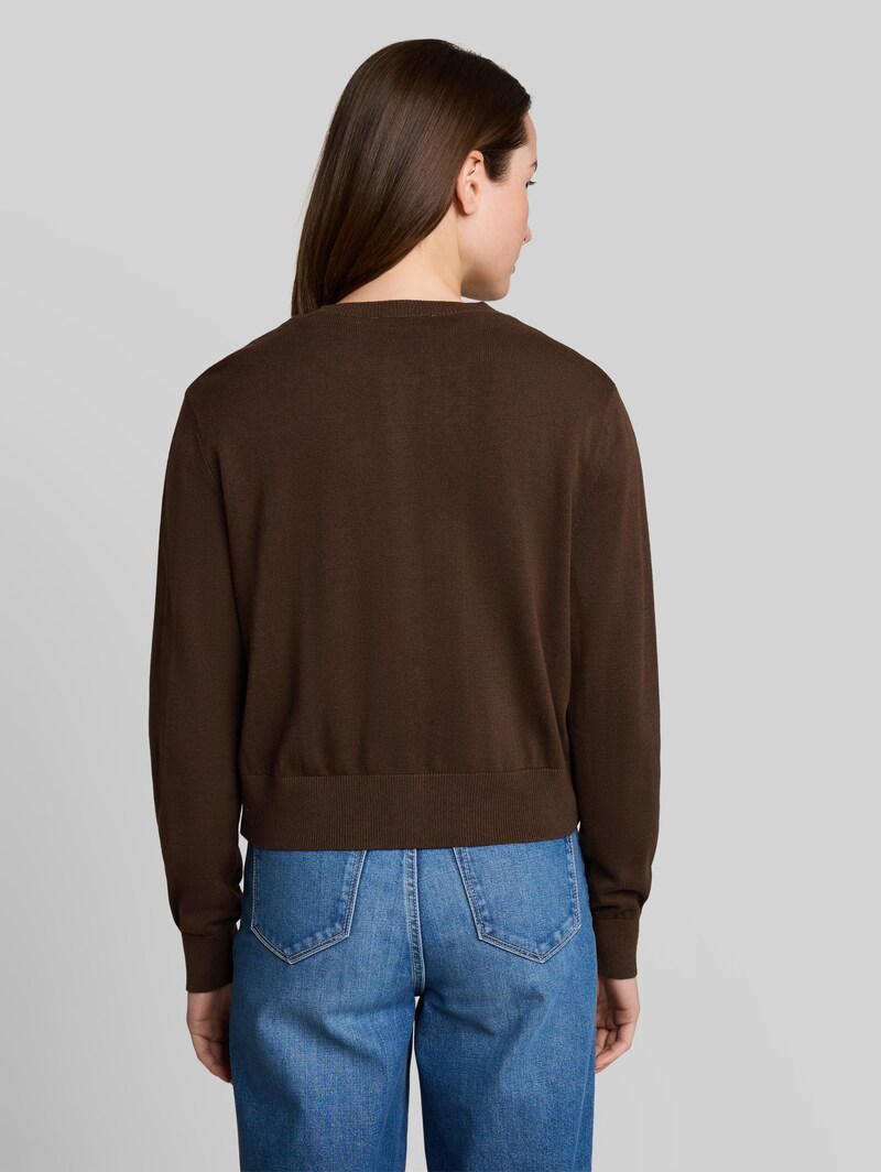 Tom Tailor Cardigan mit Rundhalsausschnitt - Cool Dark Brown