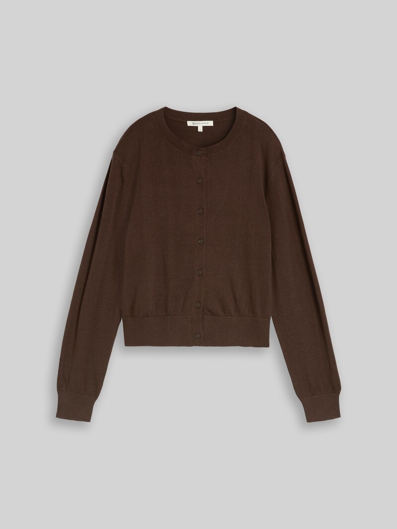 Tom Tailor Cardigan mit Rundhalsausschnitt - Cool Dark Brown